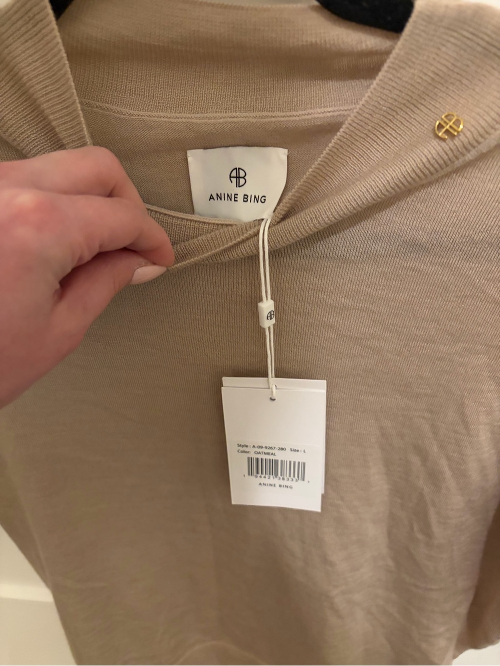 Anine Bing Taupe Crewneck Short Sleeve Knit Top - Picture 4 of 4